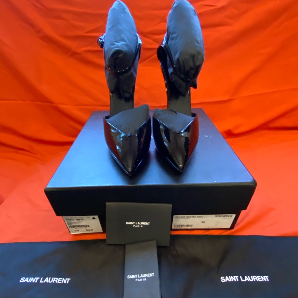 Only worn once Black Saint Laurent Zizi Patent Pumps